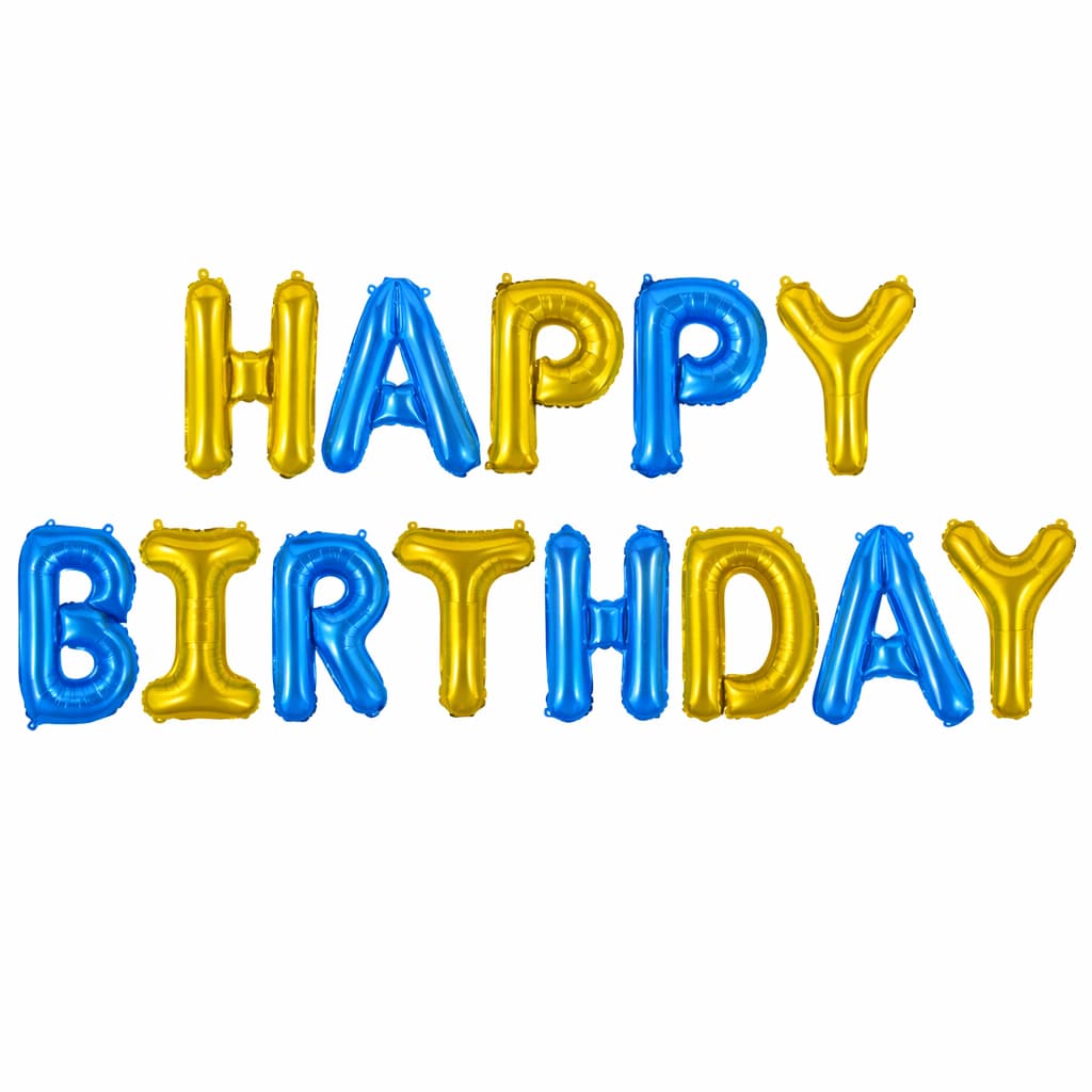 Happy Birthday Letter Foil Balloons in 14 Different Colors (13 Pcs)