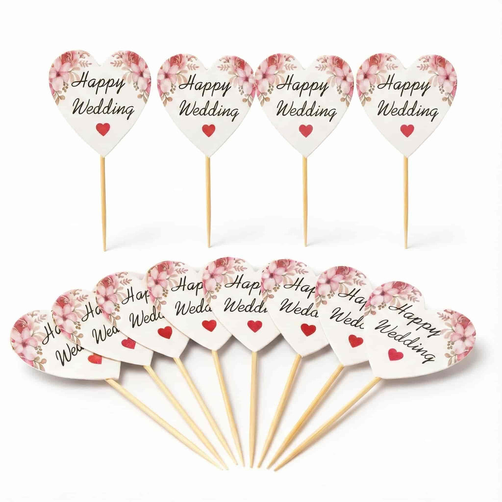 Happy Wedding Cake/Cup-cake Toppers (Pack of 10)