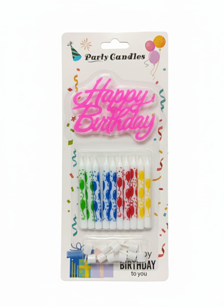 Happy Birthday Cake Topper Candles Set (Pack of 10)