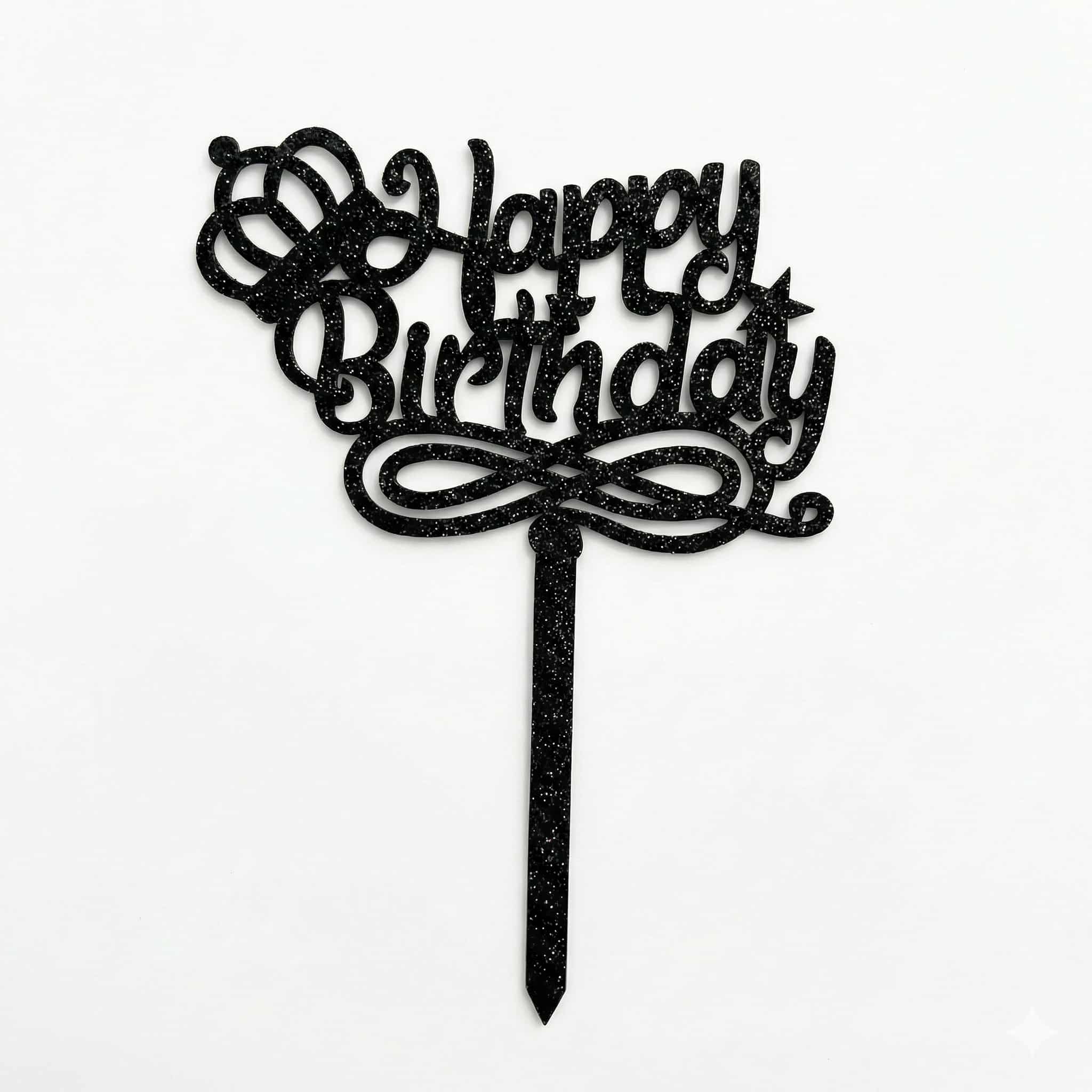 Happy Birthday Glitter Crown Cake Toppers