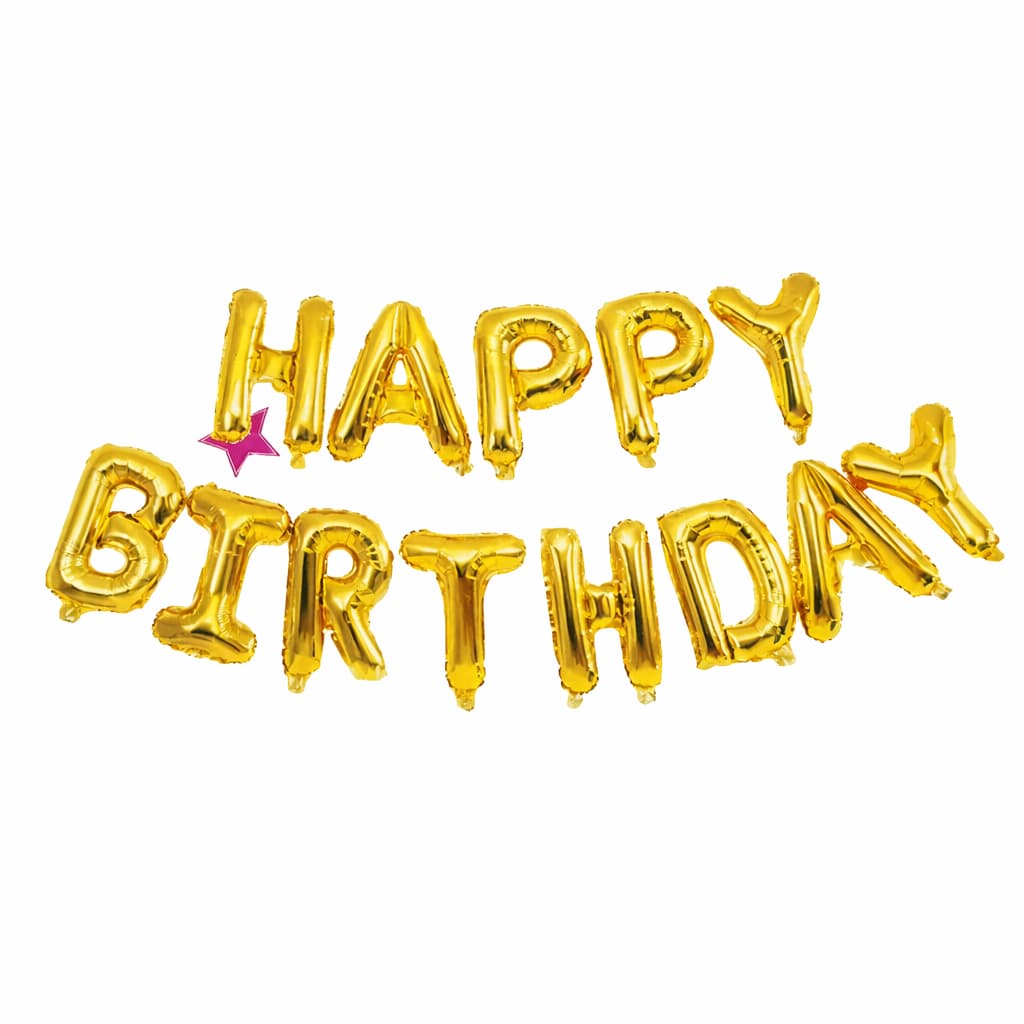 Happy Birthday Letter Foil Balloons in 14 Different Colors (13 Pcs)