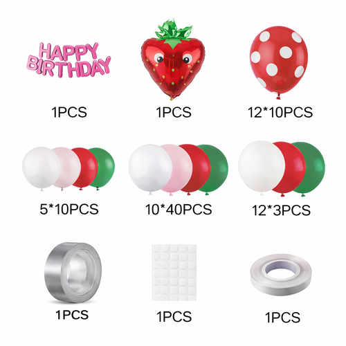 68pcs Happy Birthday Strawberry Theme Balloon Garland Kit For Birthday Parties YY-343