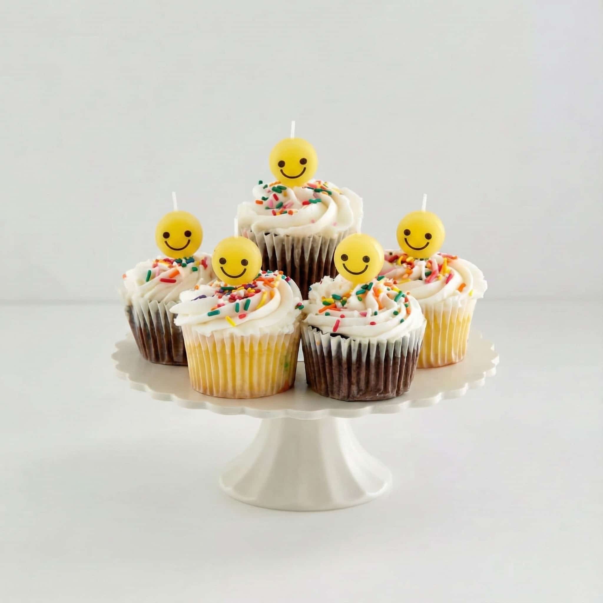 Happy Emoji Face Cake Candles (Pack of 5)