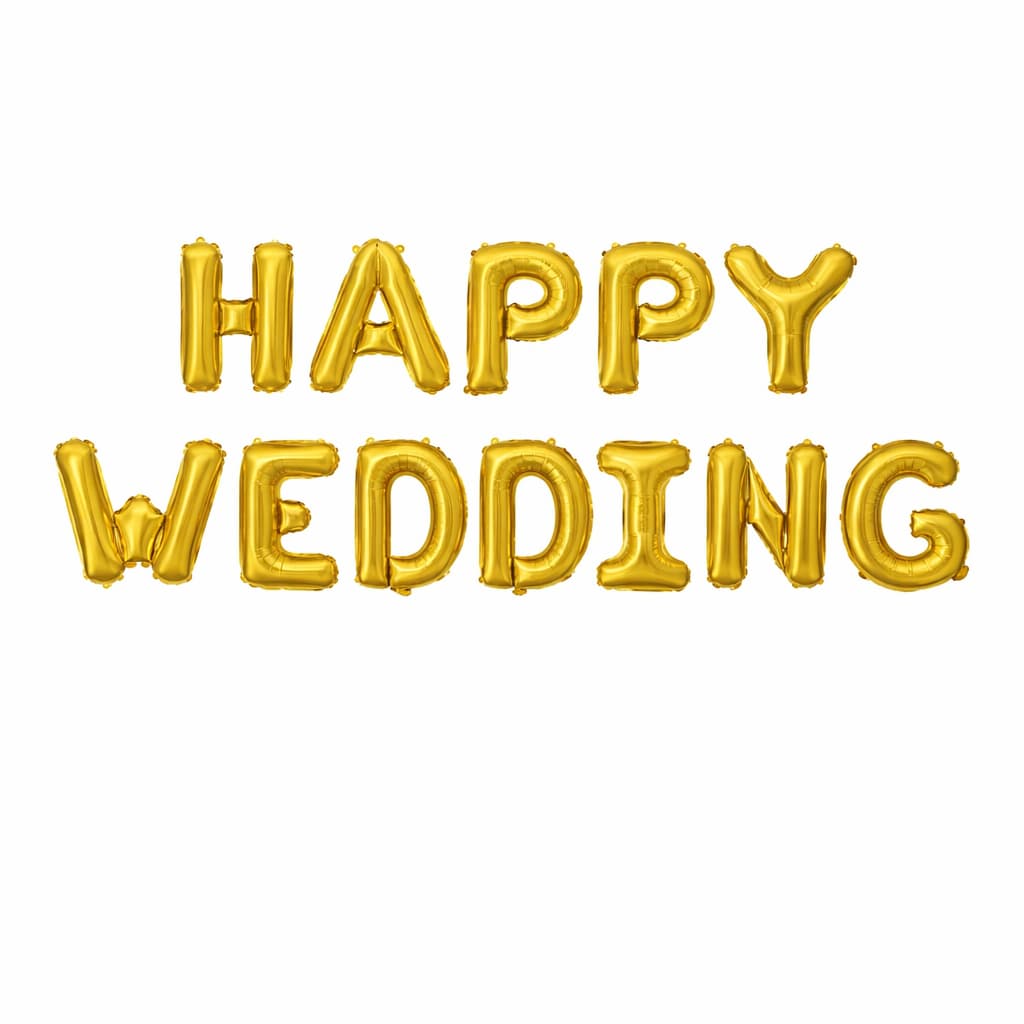 Happy Wedding Foil Balloon Set For Wedding, Engagement Or Marriage Celebrations