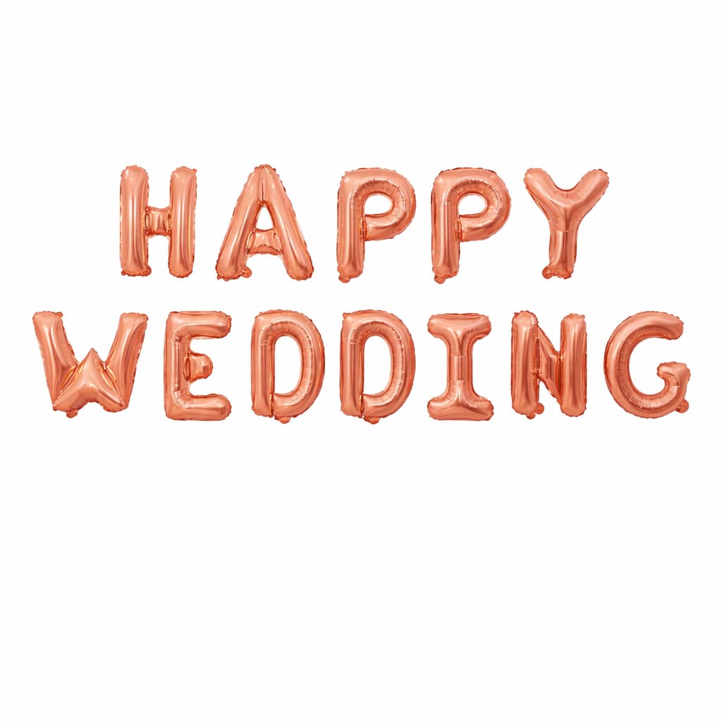 Happy Wedding Foil Balloon Set For Wedding, Engagement Or Marriage Celebrations