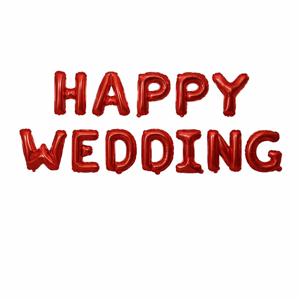 Happy Wedding Foil Balloon Set For Wedding, Engagement Or Marriage Celebrations