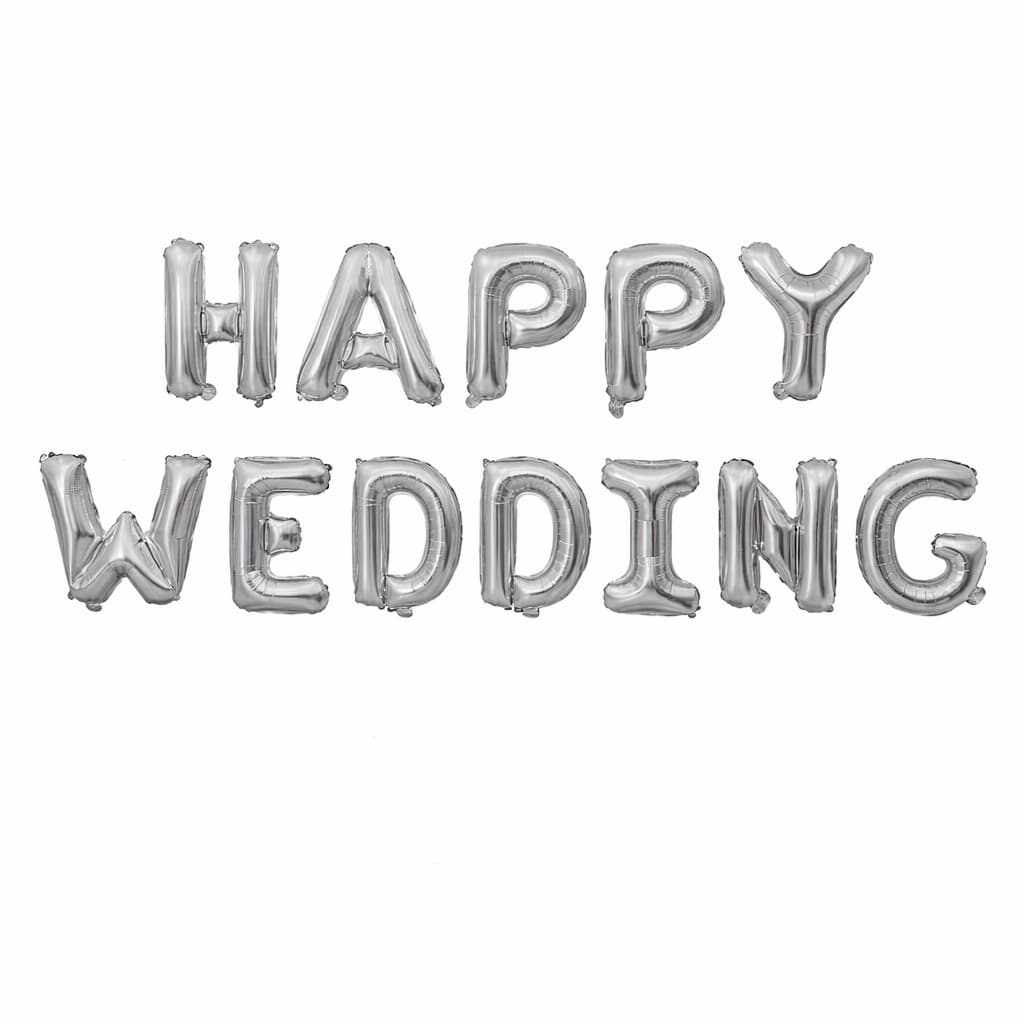 Happy Wedding Foil Balloon Set For Wedding, Engagement Or Marriage Celebrations