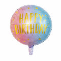 Happy birthday Printed Round Foil Balloon in Stripes Design