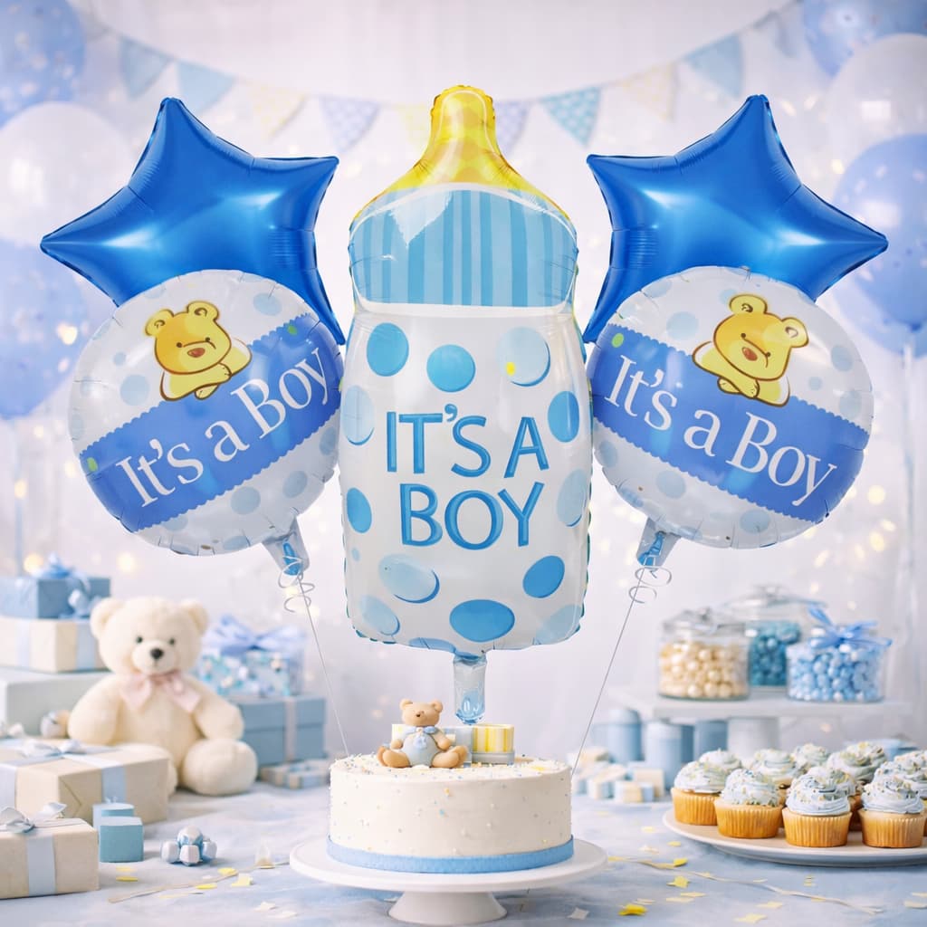 Its a Boy Feeder Shaped Foil Balloon For Baby Shower, Gender Reveal and Welcome Baby Decoration and Celebrations (Pack of 5)