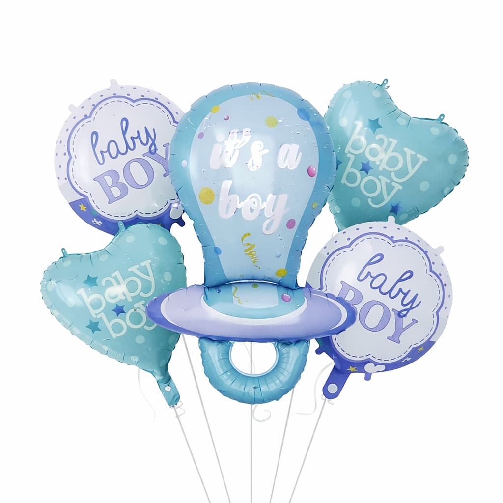 Its a Boy Pacifier Shaped Foil Balloon Set of 5 For Baby Shower, Gender Reveal and Welcome Baby Decoration and Celebrations