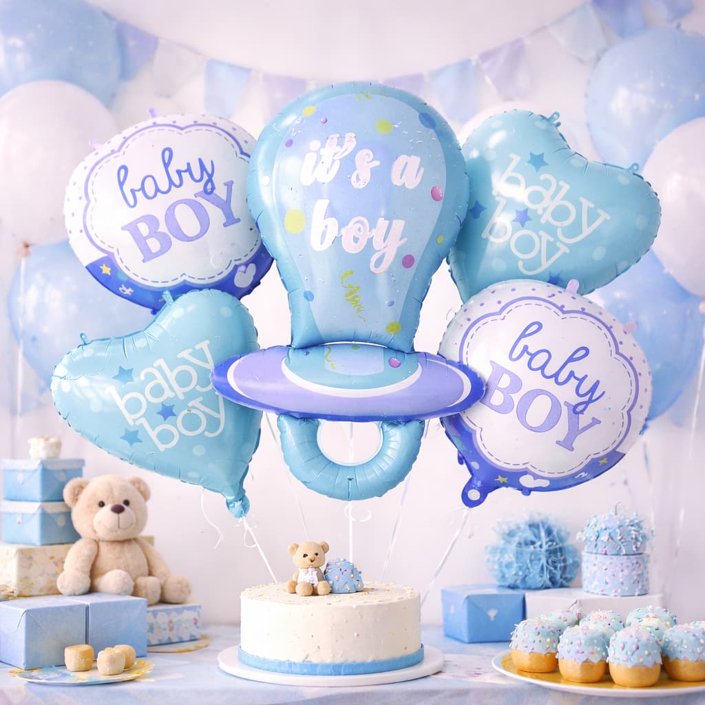 Its a Boy Pacifier Shaped Foil Balloon Set of 5 For Baby Shower, Gender Reveal and Welcome Baby Decoration and Celebrations