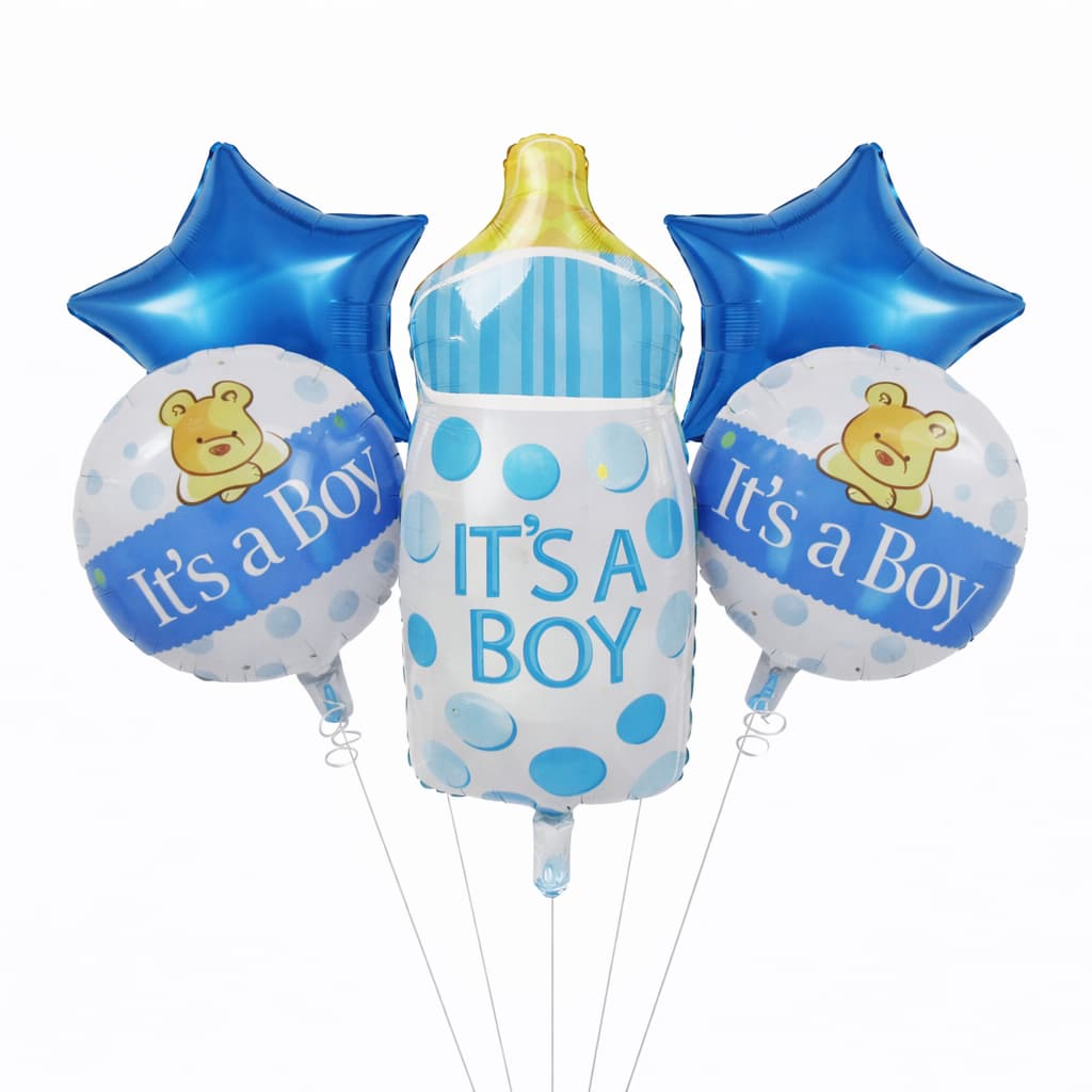 Its a Boy Feeder Shaped Foil Balloon For Baby Shower, Gender Reveal and Welcome Baby Decoration and Celebrations (Pack of 5)