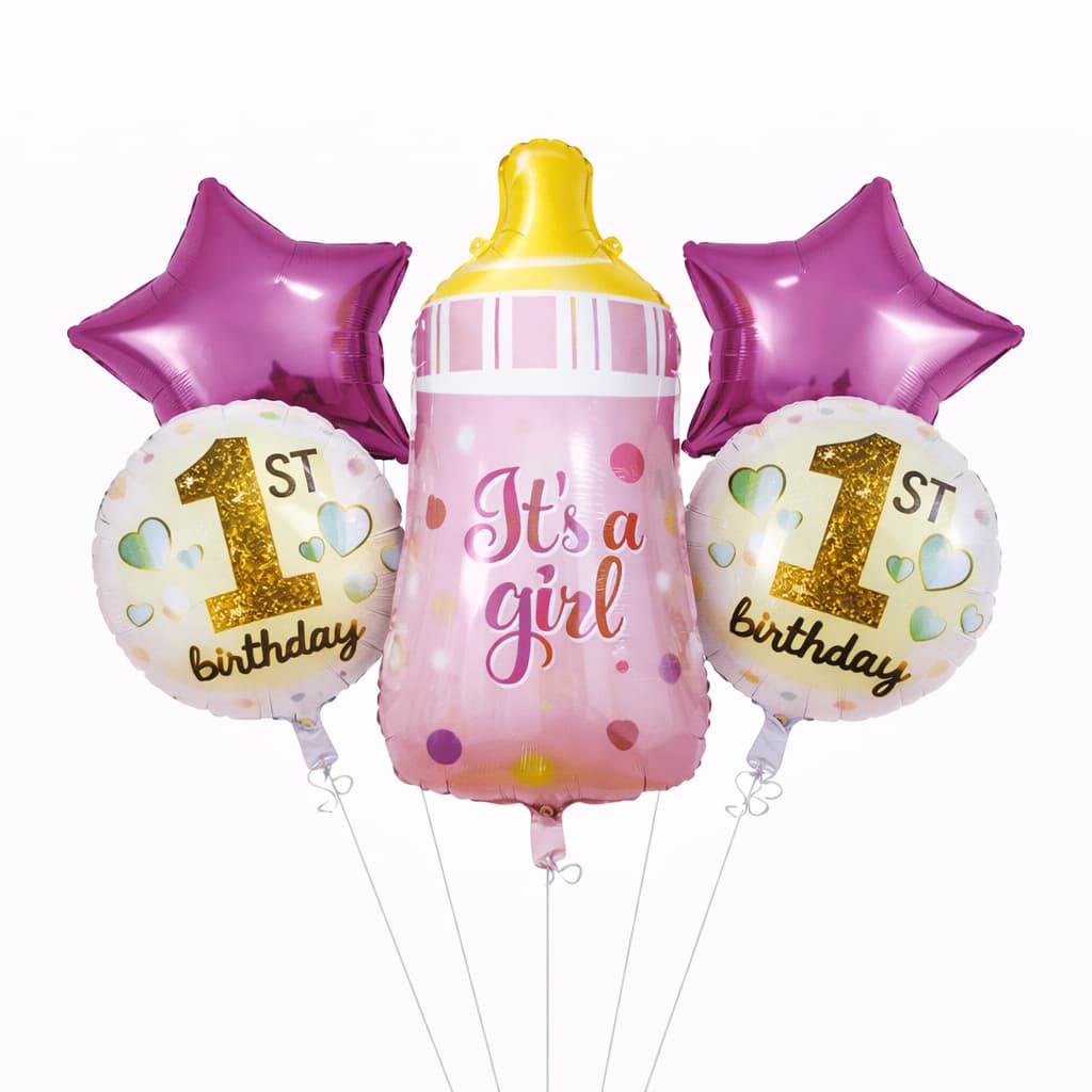 Its a Girl First Birthday Foil Balloons Set For Baby Girl Shower (5Pcs)