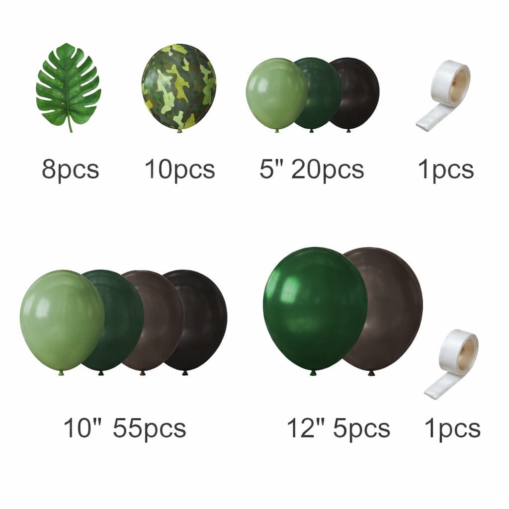 100-PCS Jungle Camouflage Party Balloon Kit For Kids Birthday And Party/Event Celebration P-1217