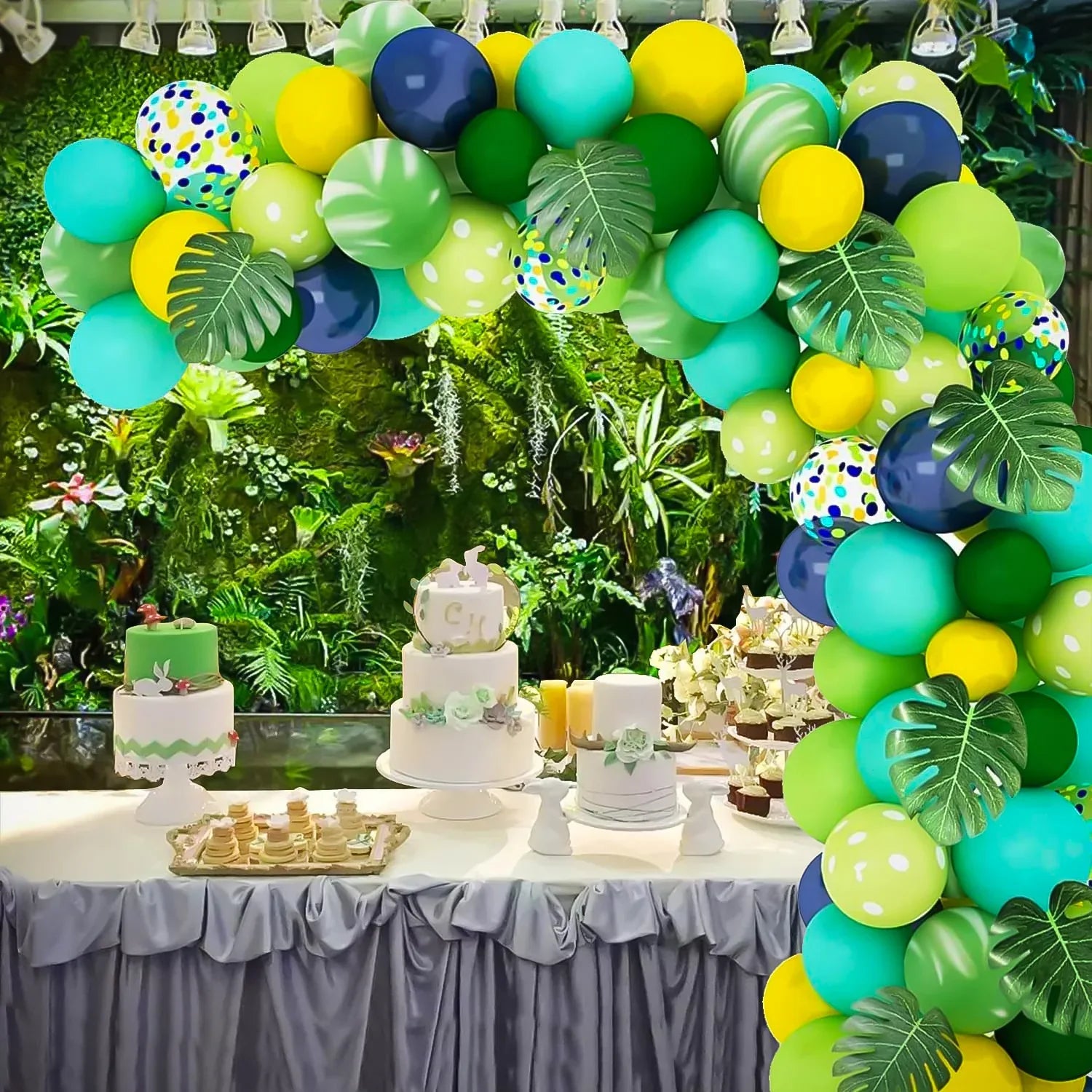 Jungle Theme Green Balloon Garland Arch Kit for Wild One Birthday Decorations (100 Pcs) - Party Wala