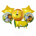 5pcs/Set Cute Lion Foil Balloons For Jungle / Safari Theme Decoration & Celebration