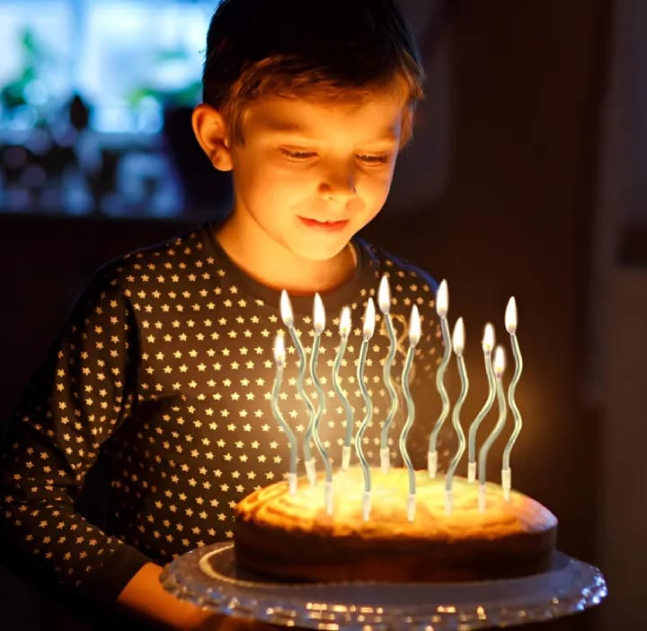 Chrome Finished Curly Long Candles in 4 Colors for Cakes Decoration | Pack of 12