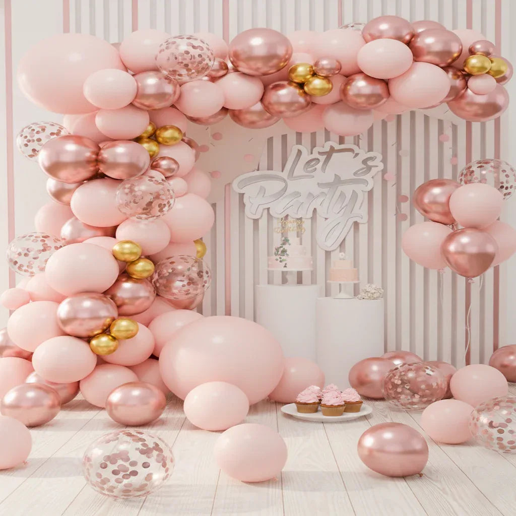 Luxury Rose Gold Confetti Birthday Party Bundle (79 Pcs) Item#P-870
