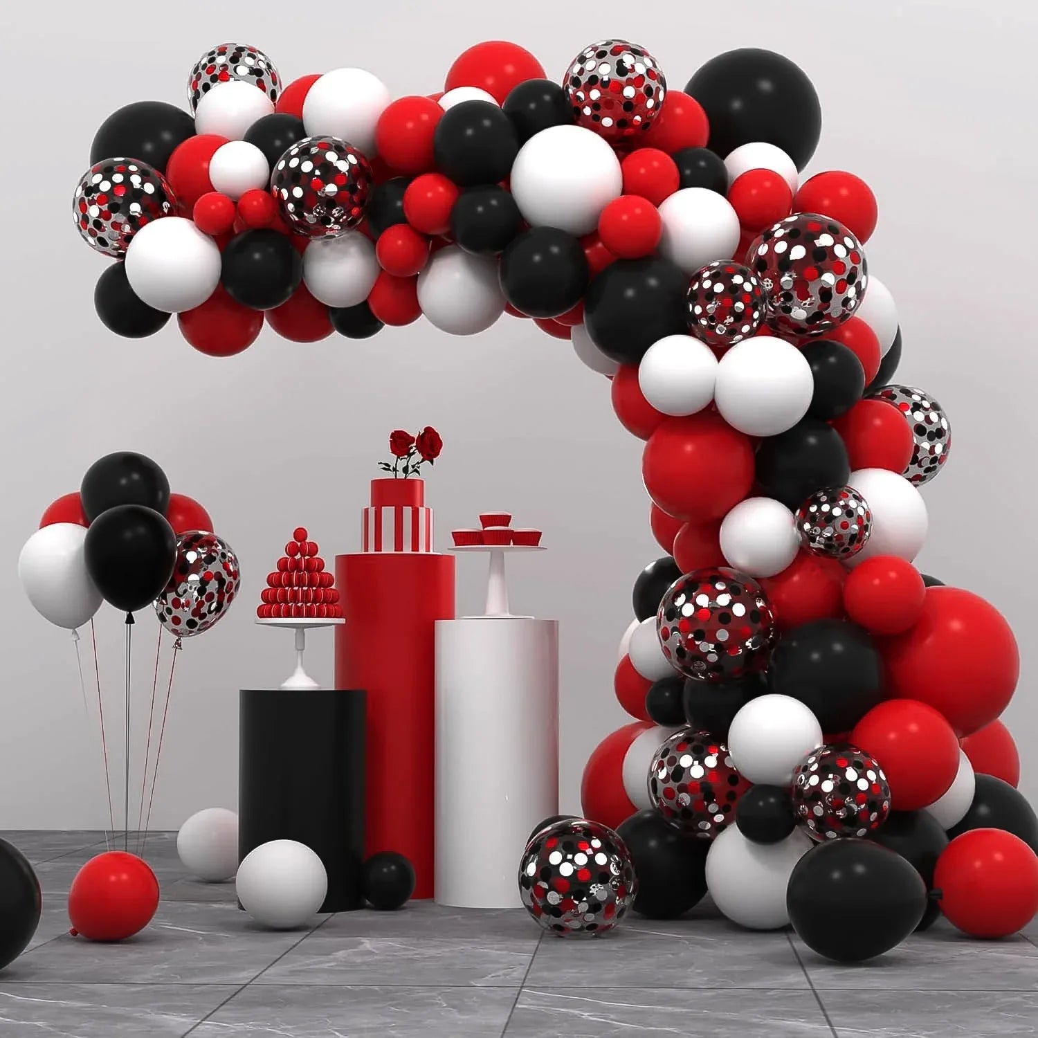 Luxury Red Black Birthday Decor Theme Set (79 Pcs) Item#P-980