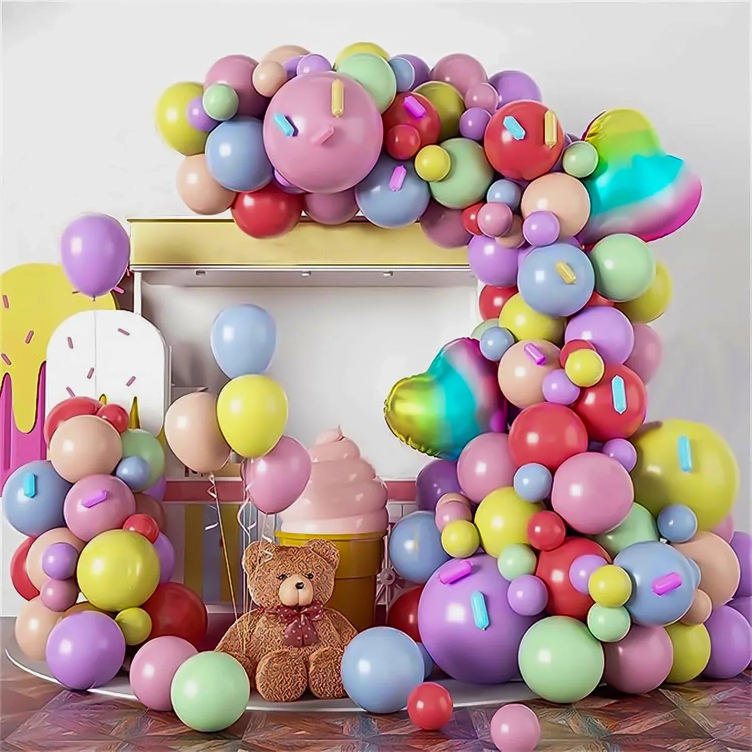 Macaron Pastel Rainbow Birthday Decoration Arch Kit (100 Pcs) Item#P-1069