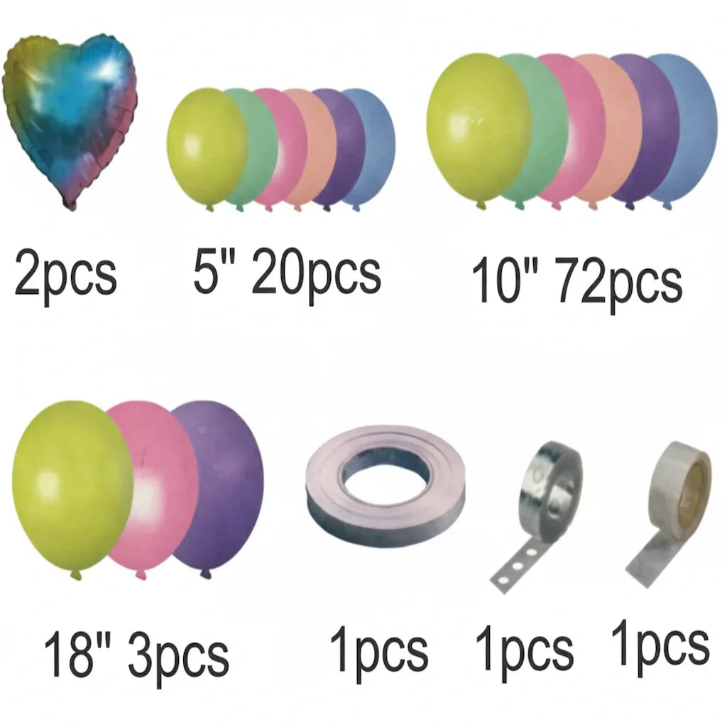 Macaron Pastel Rainbow Birthday Decoration Arch Kit (100 Pcs) Item#P-1069