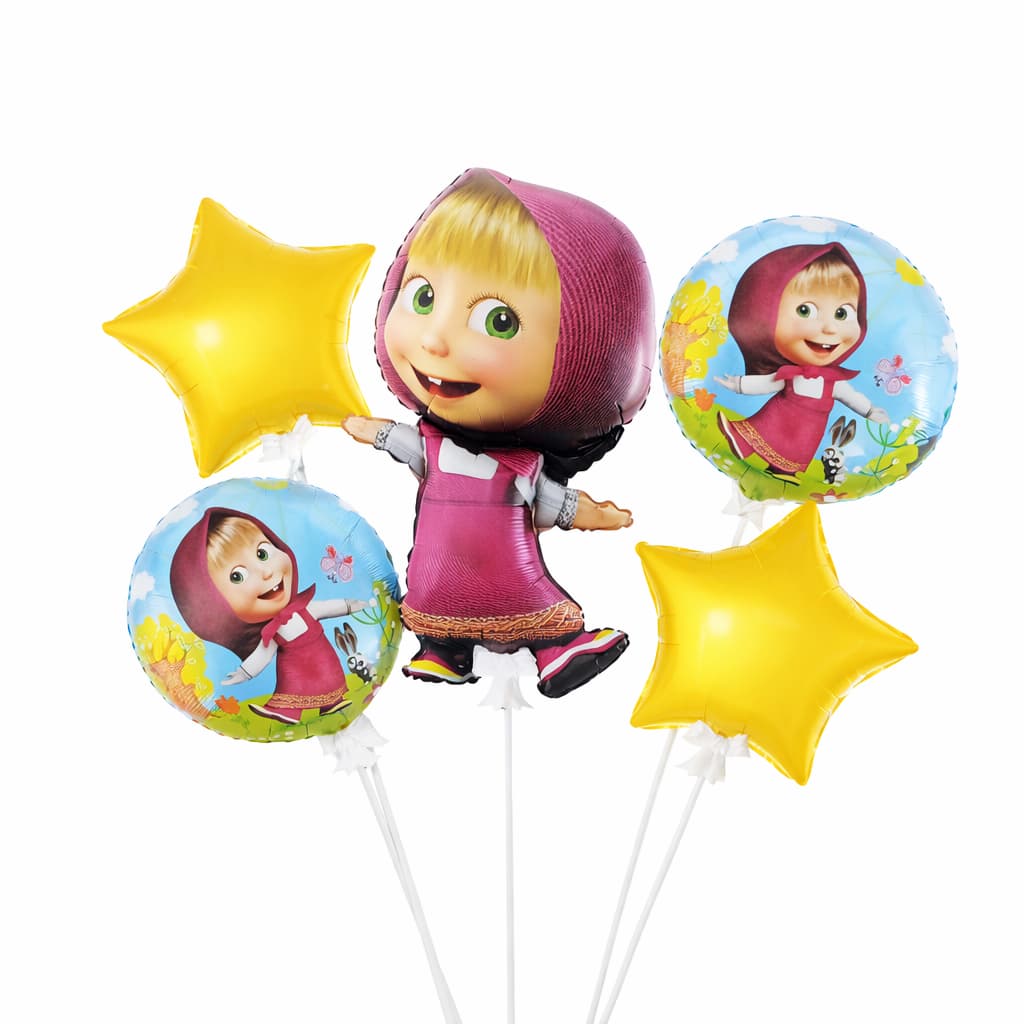 Masha Theme Foil Balloon For Masha & The Bear Theme Birthday Party Decoration and Celebration (Pack of 5)