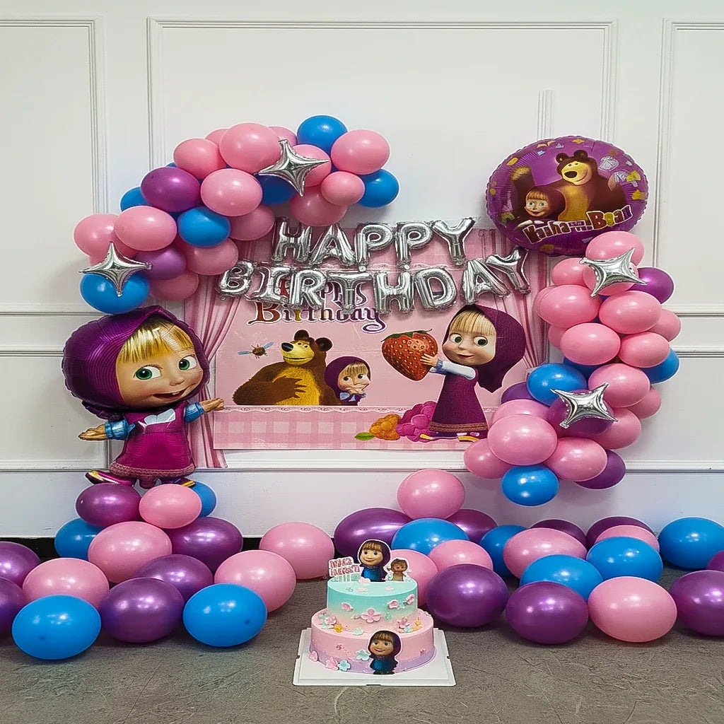 Masha and Bear Birthday Decoration Theme Bundle (60 Pcs) Item#DM-23013