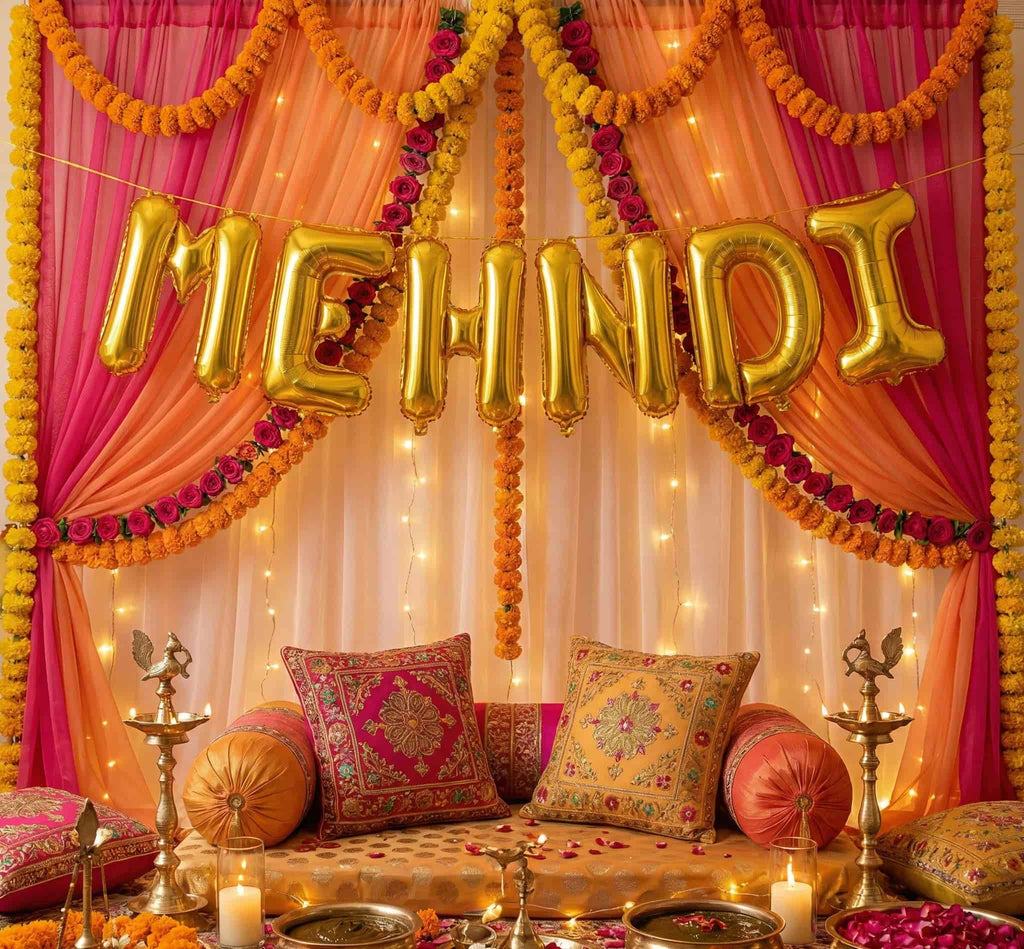 Mehndi Foil Letter Balloons Set For Mehndi Celebrations