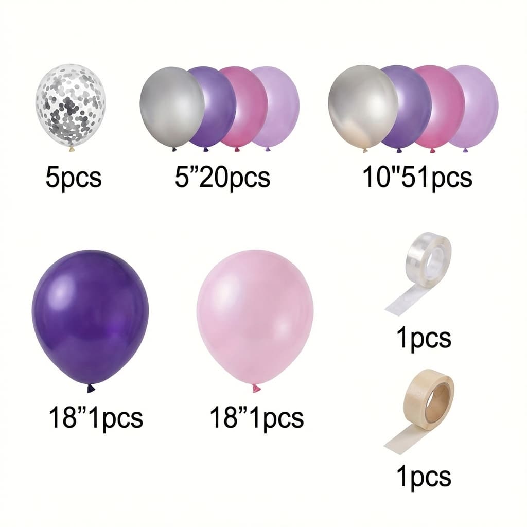 80-PCS Metallic Pink Purple Balloon Garland Arch Kit for Birthday/Anniversary Celebration P-890