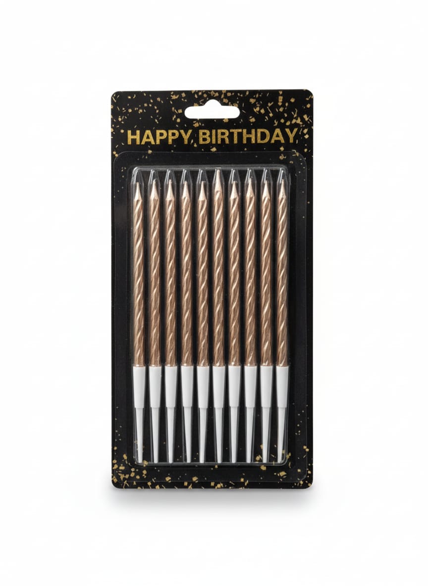 Metallic Spiral Birthday Cake Candles Set (Pack of 10)