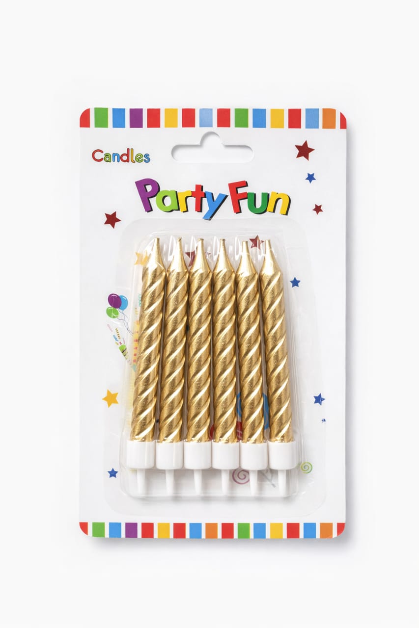 Metallic Spiral Birthday Cake Candles – Multicolor (Pack of 6)