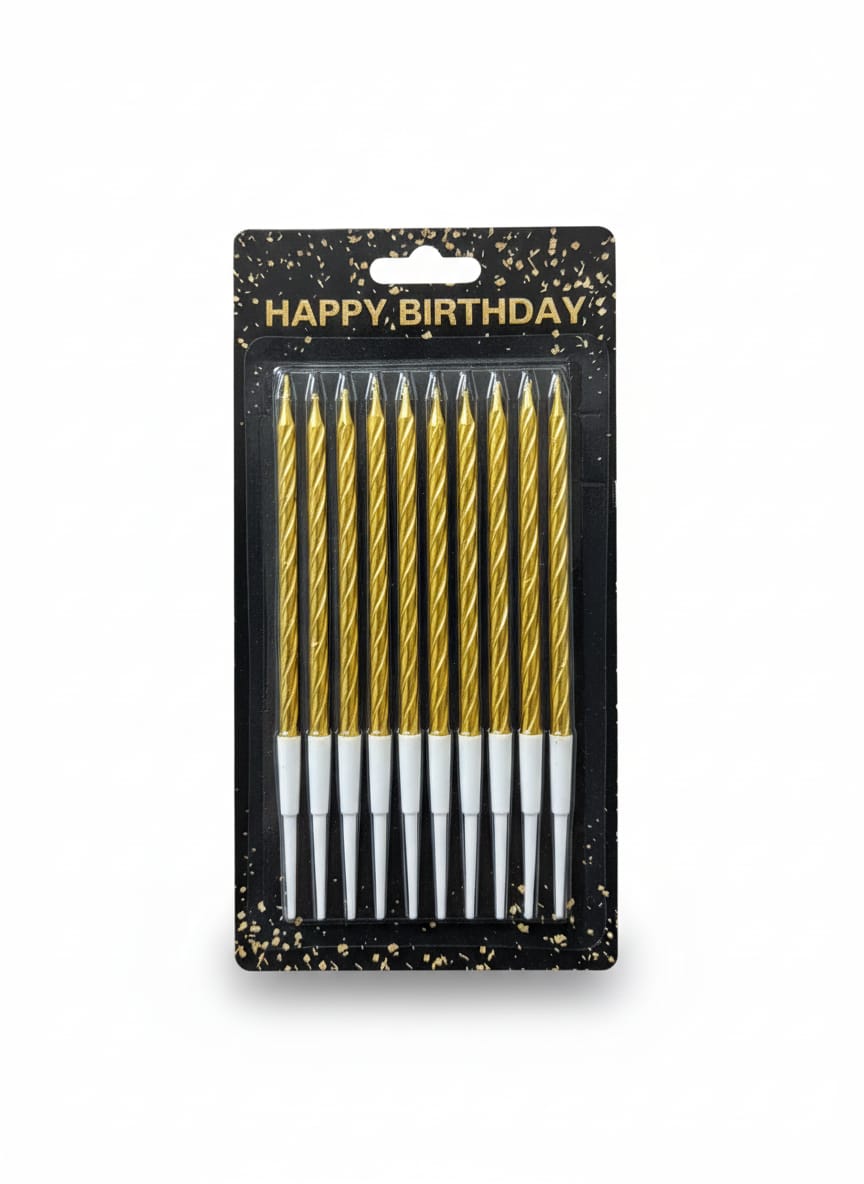 Metallic Spiral Birthday Cake Candles Set (Pack of 10)