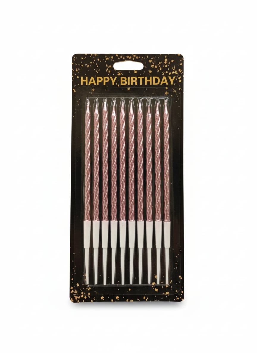 Metallic Spiral Birthday Cake Candles Set (Pack of 10)