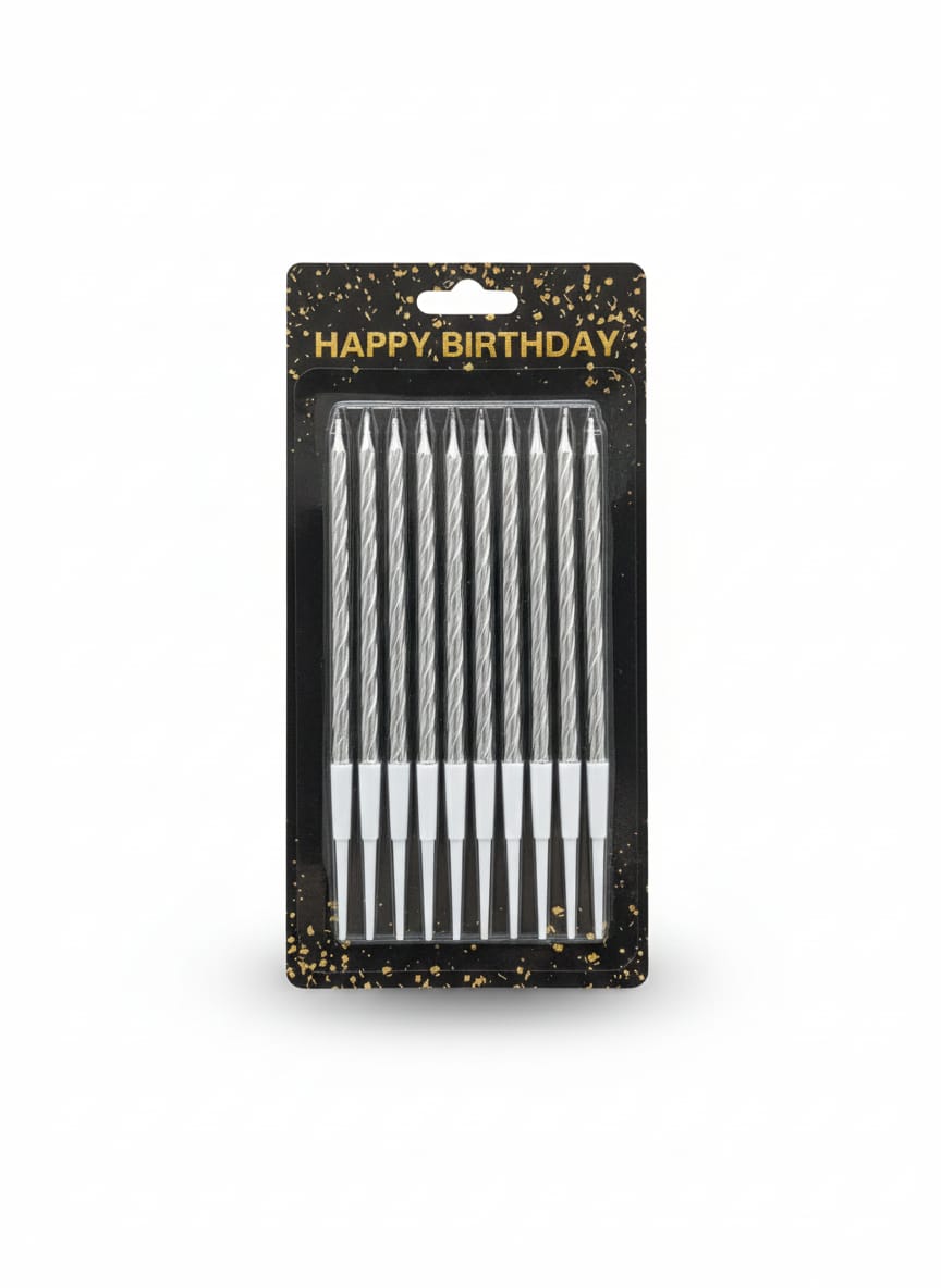 Metallic Spiral Birthday Cake Candles Set (Pack of 10)