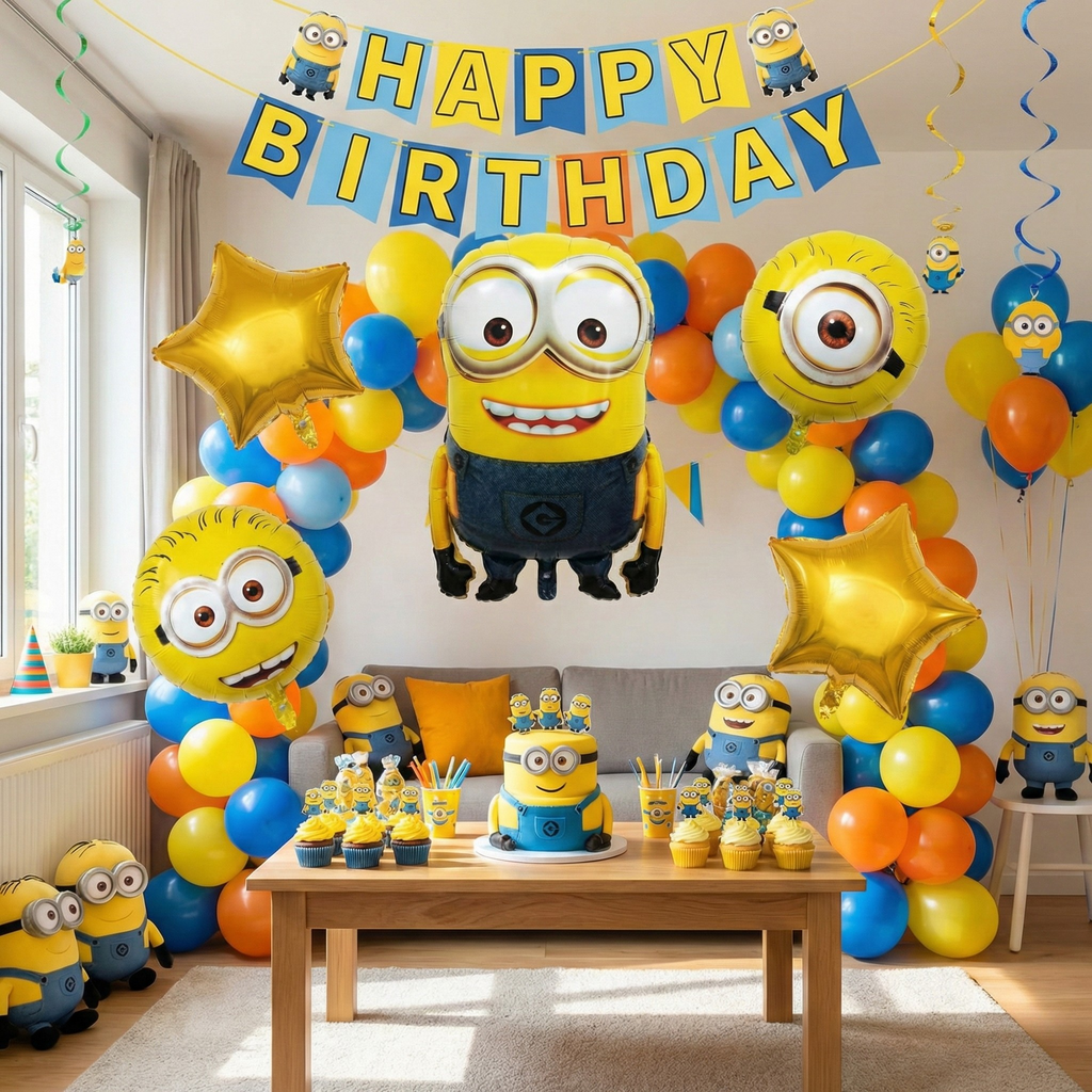 Minions Theme Foil Balloons For Party Decoration (Pack of 5)