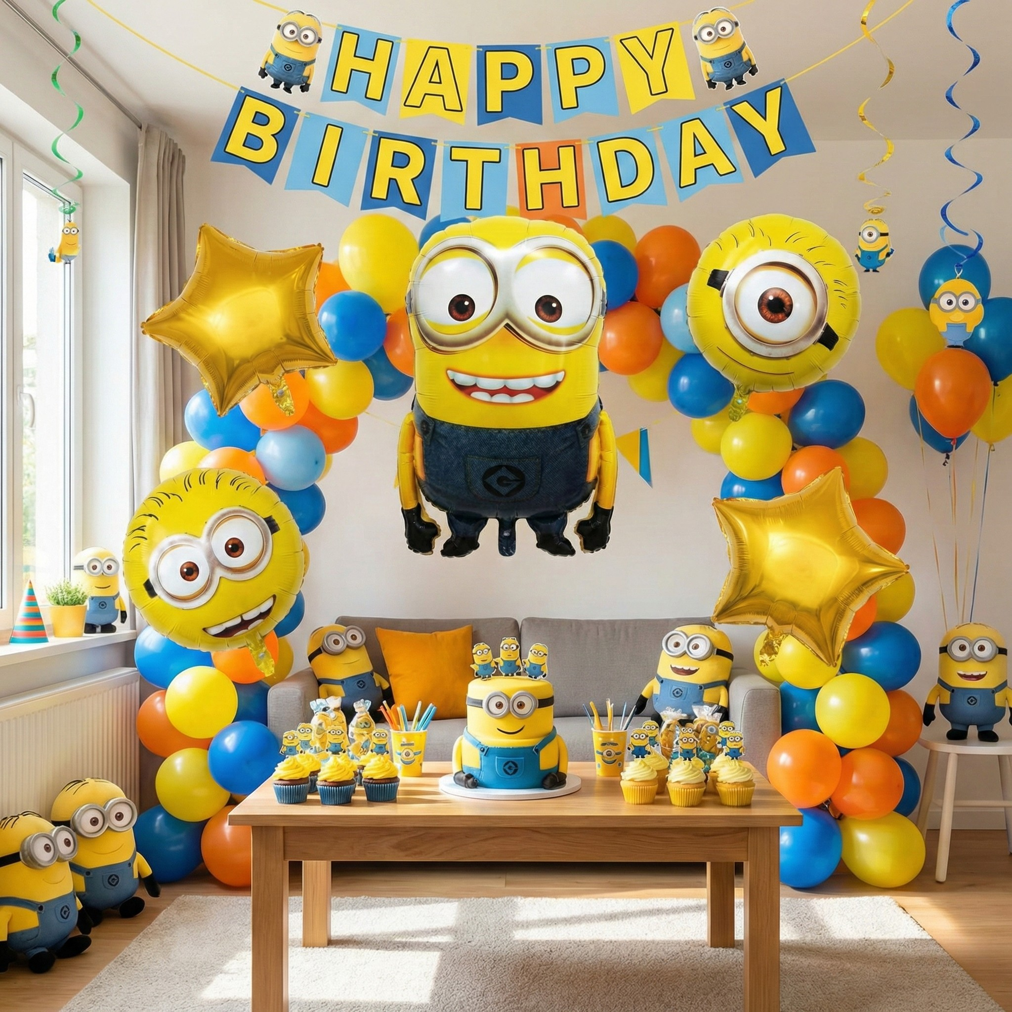 Minions Theme Foil Balloons For Party Decoration (Pack of 5)