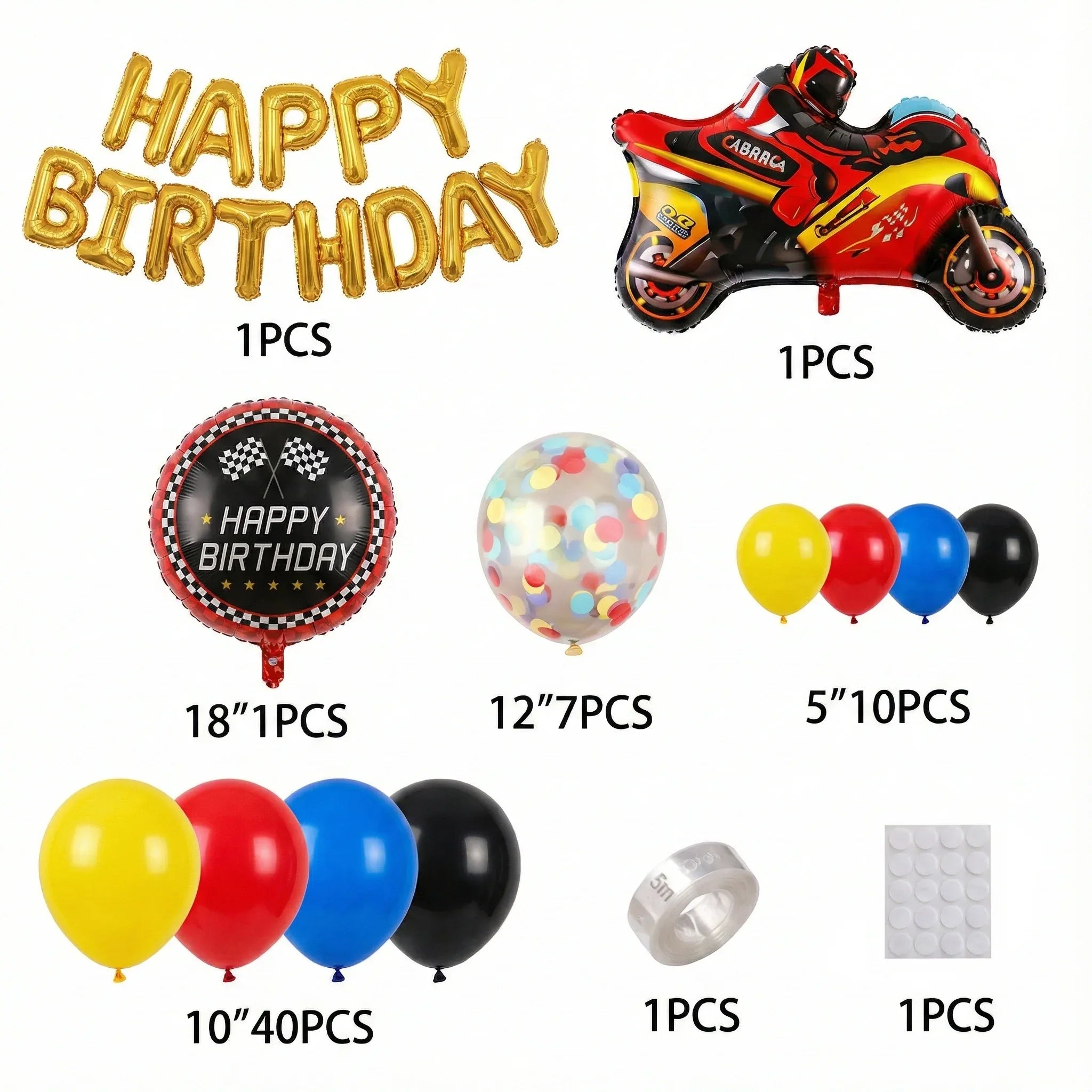 Complete Motorcycle Birthday Party theme Kit (62 Pcs) - Party Wala