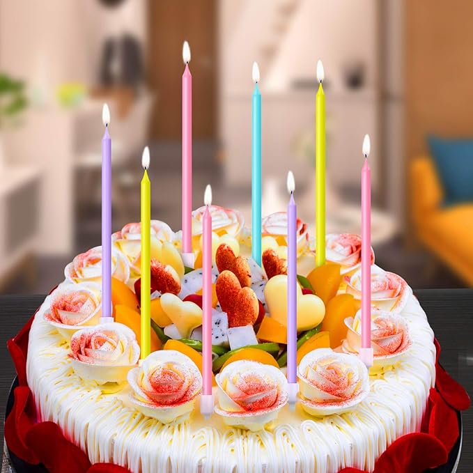 Multicoloured Pencil Shaped Candles For Birthday Cake Decoration (Pack of 6)