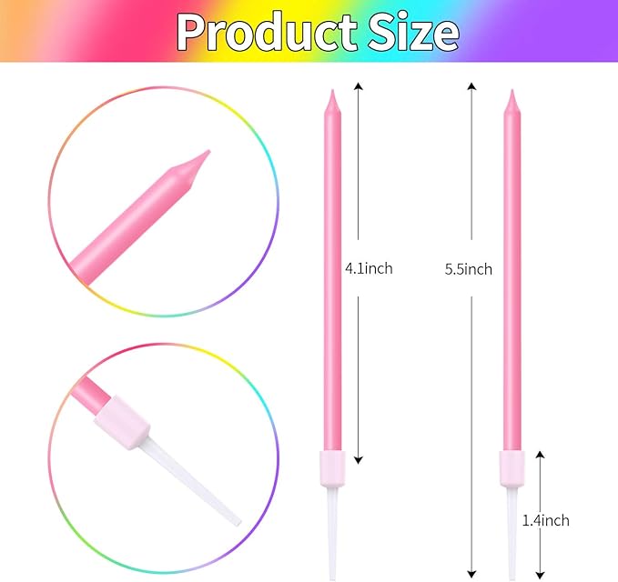 Multicoloured Pencil Shaped Candles For Birthday Cake Decoration (Pack of 6)