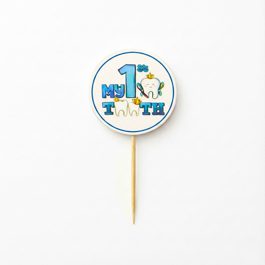My First Tooth Cup Cake Topper For First Tooth Theme Party Decoration and Celebration