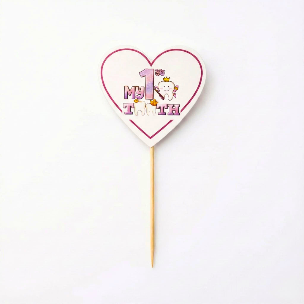 My First Tooth Cup Cake Topper For First Tooth Theme Party Decoration and Celebration