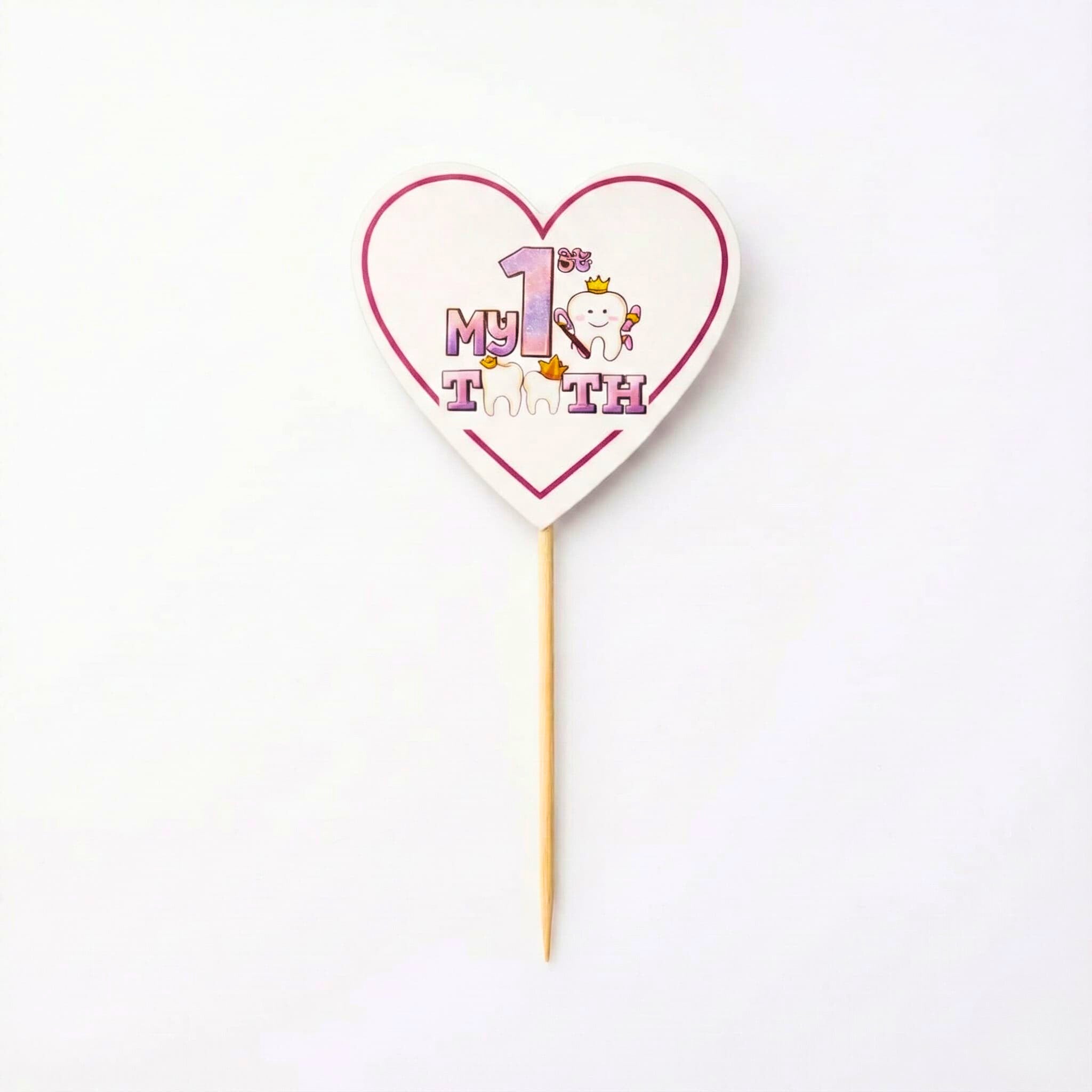 My First Tooth Cup Cake Topper For First Tooth Theme Party Decoration and Celebration