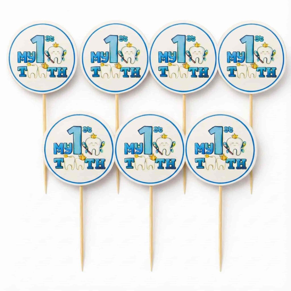 My First Tooth Cup Cake Topper For First Tooth Theme Party Decoration and Celebration