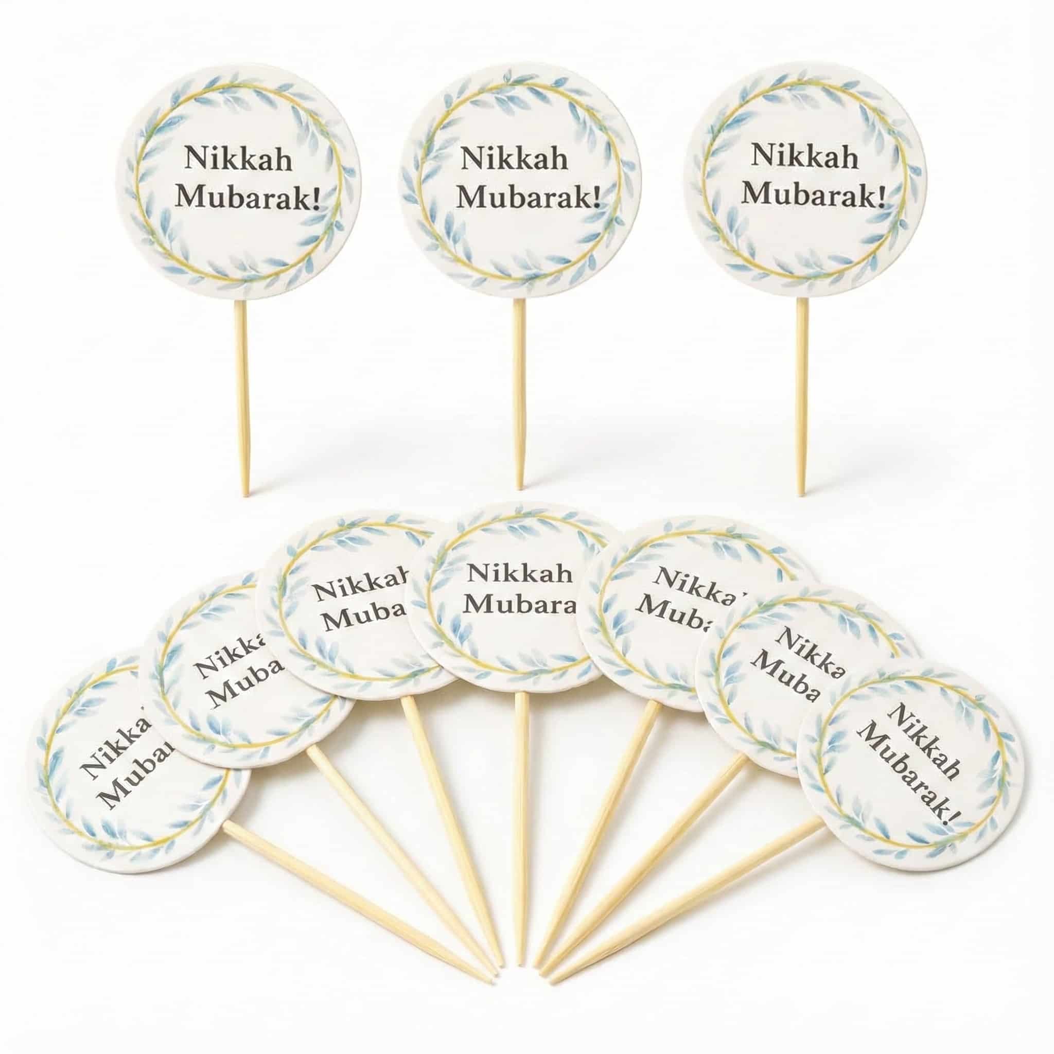Nikkah Mubarak Cup Cake / Mithai Toppers For Nikkah / Wedding Decoration and Celebration (10 Pcs)