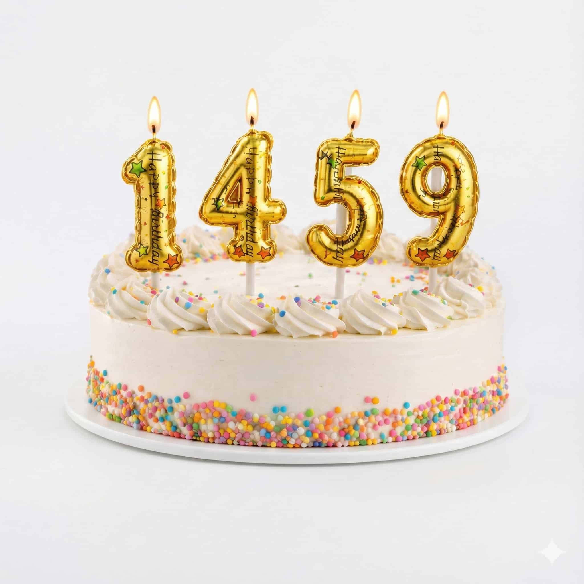 Stylish Numerical Gold Birthday Candles For Cake Decoration