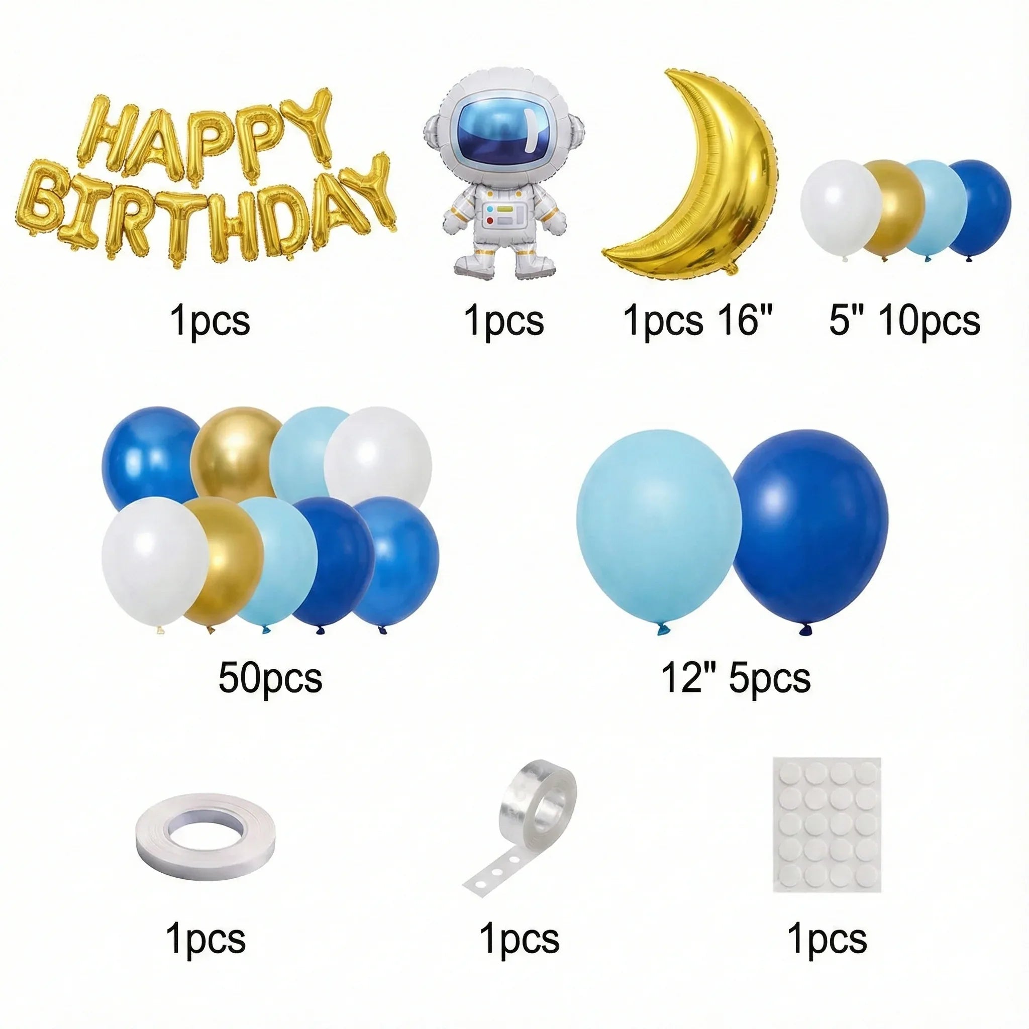 Outer Space Astronaut Birthday Decoration Theme Kit (71 Pcs) - Party Wala