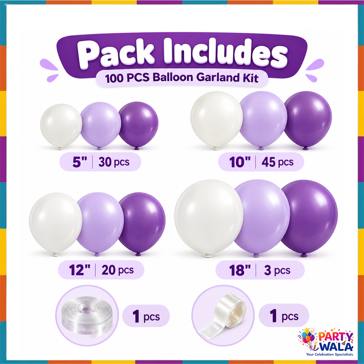 Purple Balloon Garland Birthday Decoration Arch Kit (100 Pcs) Item#P-918