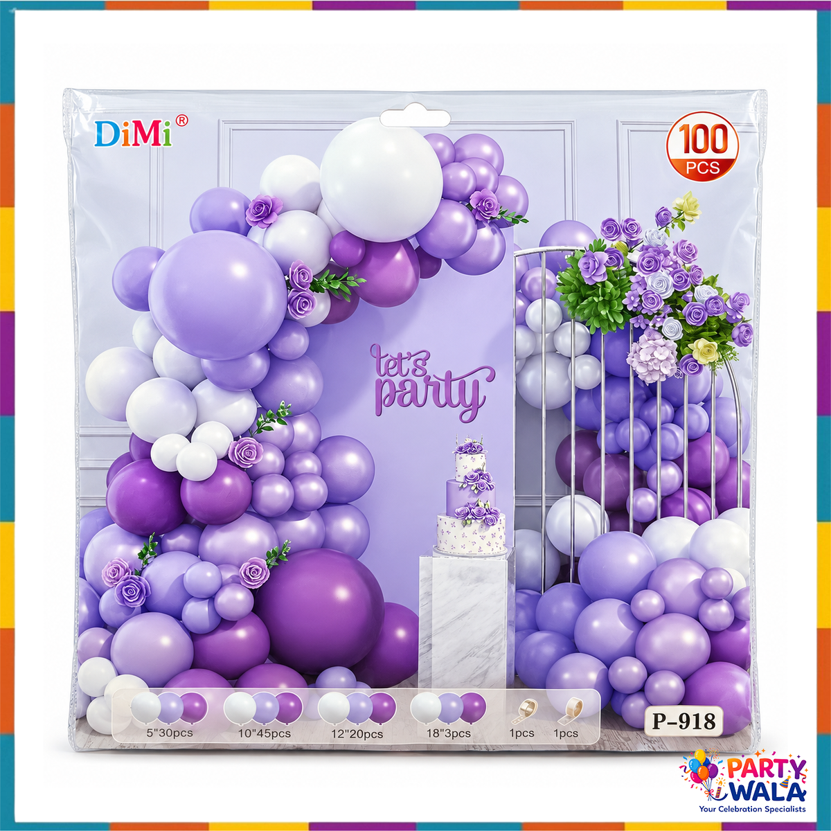 Purple Balloon Garland Birthday Decoration Arch Kit (100 Pcs) Item#P-918