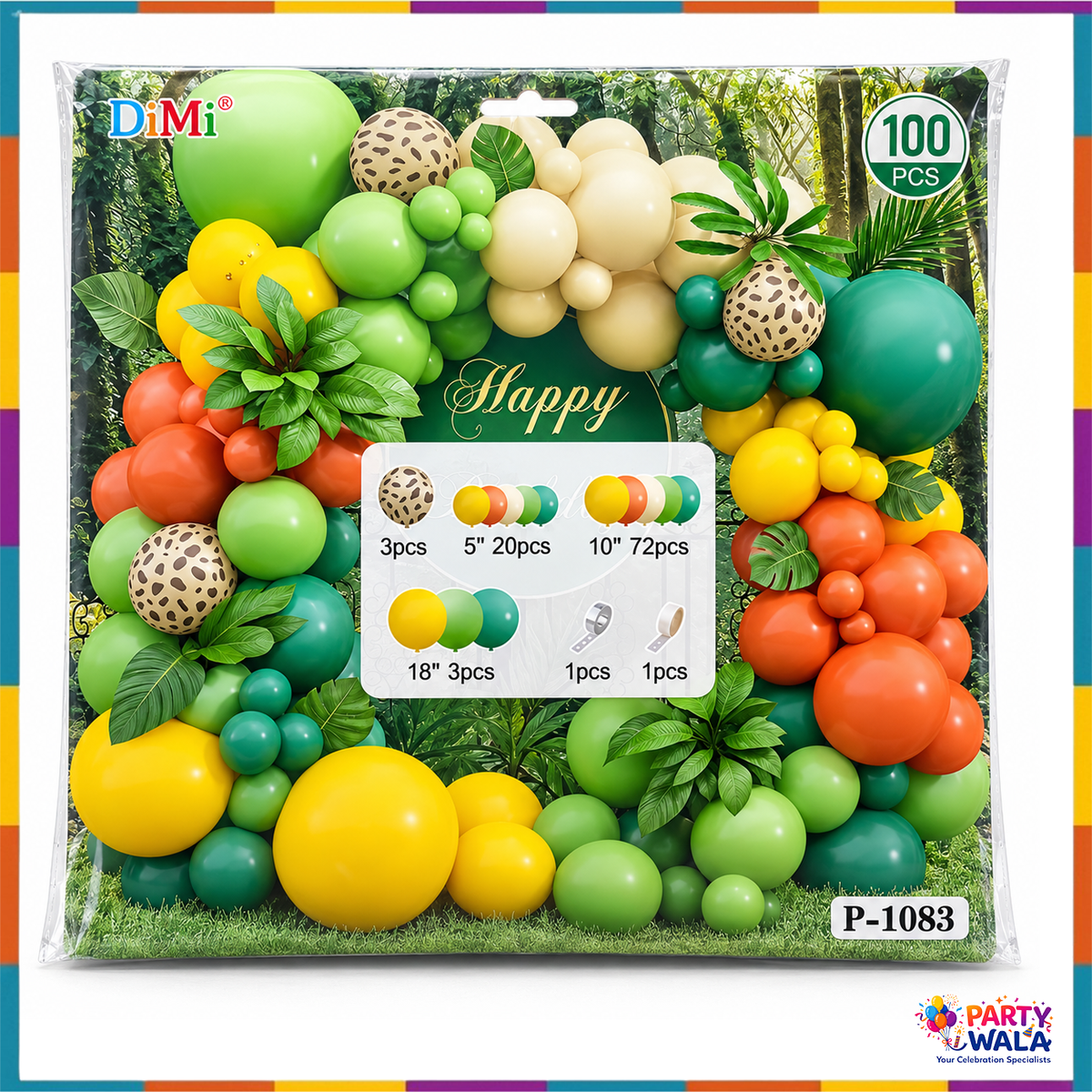 Jungle Safari Birhtday Decoration Theme  (100 Pcs) Item#P-1083