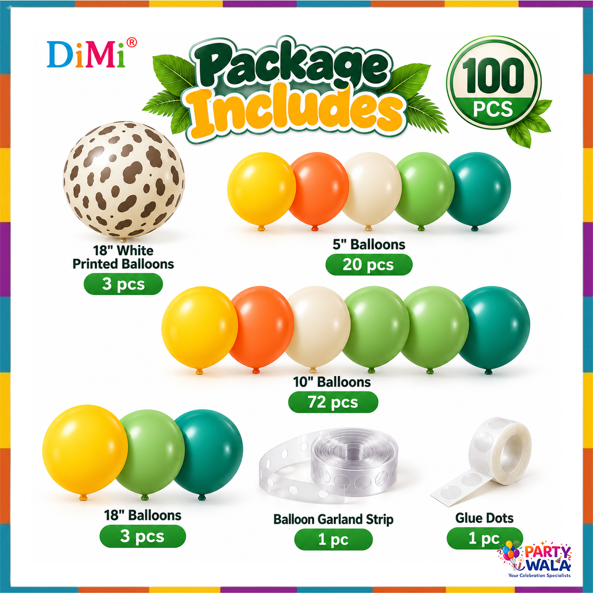 Jungle Safari Birhtday Decoration Theme  (100 Pcs) Item#P-1083